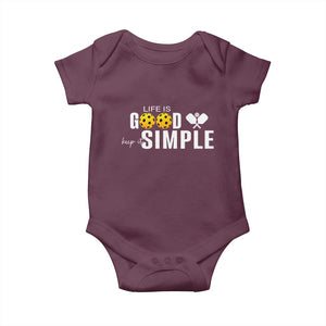 Life Is Good Keep It Simple Baby Onesie Pickleball Lover TS12 Maroon Print Your Wear