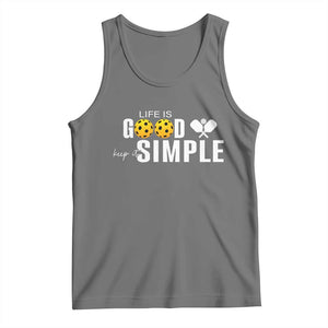 Life Is Good Keep It Simple Tank Top Pickleball Lover TS12 Black Heather Print Your Wear