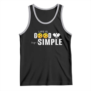 Life Is Good Keep It Simple Tank Top Pickleball Lover TS12 Black Athletic Heather Print Your Wear
