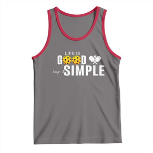 Life Is Good Keep It Simple Tank Top Pickleball Lover TS12 Deep Heather Red Print Your Wear