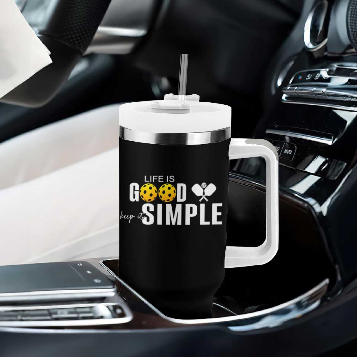 Life Is Good Keep It Simple Tumbler With Handle Pickleball Lover TS12 Print Your Wear
