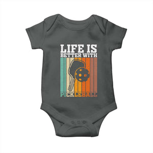 Life Is Better With Pickleball Baby Onesie Funny Dink Saying TS12 Dark Heather Print Your Wear