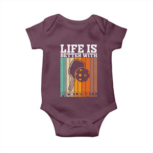 Life Is Better With Pickleball Baby Onesie Funny Dink Saying TS12 Maroon Print Your Wear