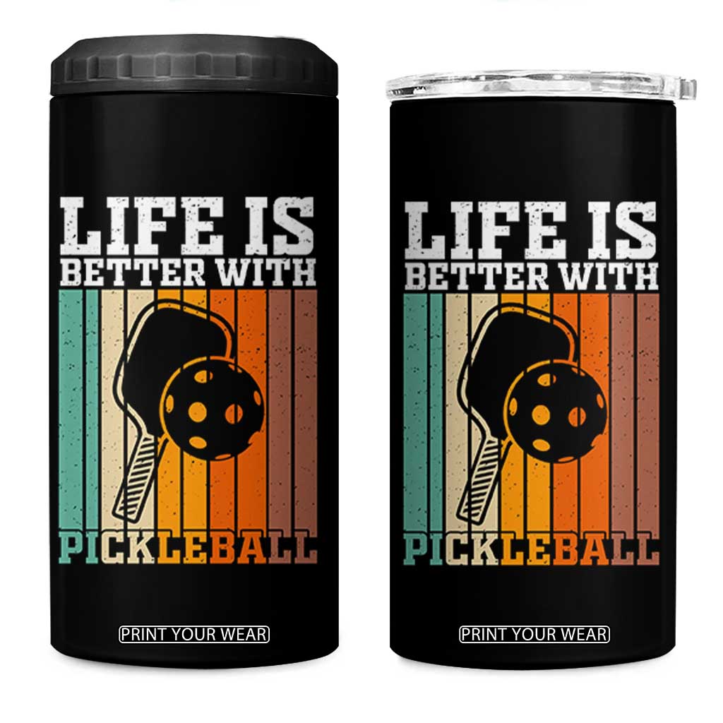 Life Is Better With Pickleball 4 in 1 Can Cooler Tumbler Funny Dink Saying TS12 One Size: 16 oz Black Print Your Wear