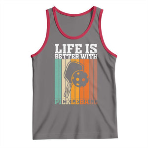 Life Is Better With Pickleball Tank Top Funny Dink Saying TS12 Deep Heather Red Print Your Wear