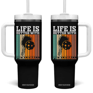 Life Is Better With Pickleball Tumbler With Handle Funny Dink Saying TS12 One Size: 40 oz Black Print Your Wear
