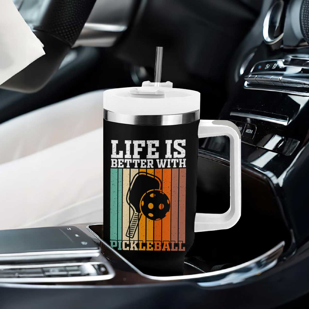 Life Is Better With Pickleball Tumbler With Handle Funny Dink Saying TS12 Print Your Wear
