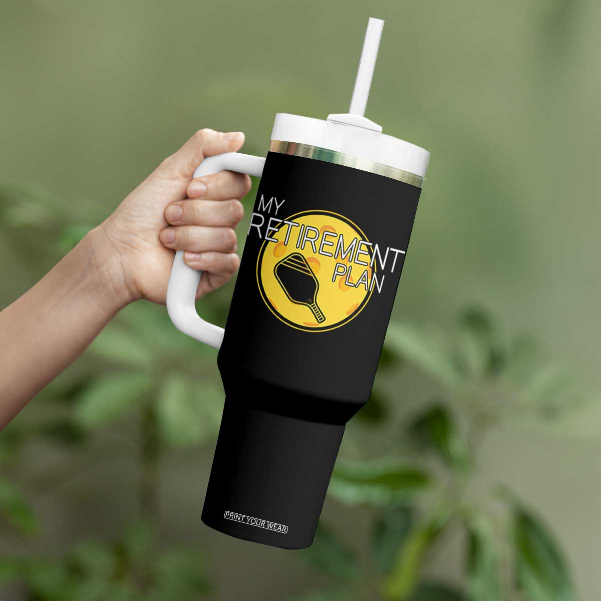 Funny Retirement Plan Tumbler With Handle Pickleball Gift For Lovers TS12 Print Your Wear