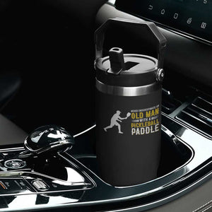 Funny Pickleball Lover Flip Straw Tumbler Never Underestimate Old Man TS12 Print Your Wear