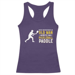 Funny Pickleball Lover Racerback Tank Top Never Underestimate Old Man TS12 Purple Print Your Wear