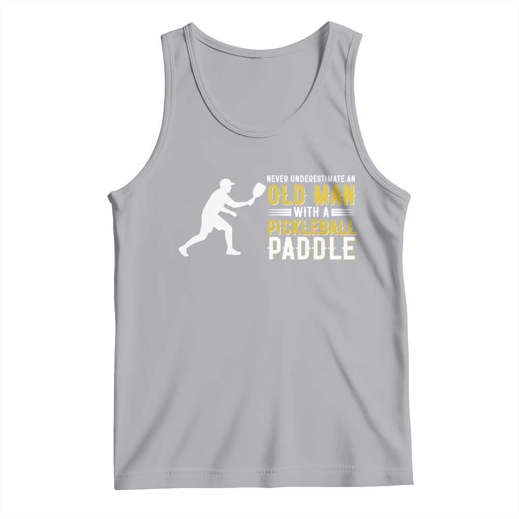 Funny Pickleball Lover Tank Top Never Underestimate Old Man TS12 Athletic Heather Print Your Wear