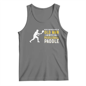 Funny Pickleball Lover Tank Top Never Underestimate Old Man TS12 Black Heather Print Your Wear