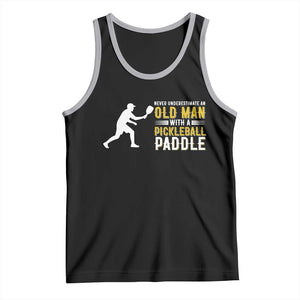 Funny Pickleball Lover Tank Top Never Underestimate Old Man TS12 Black Athletic Heather Print Your Wear
