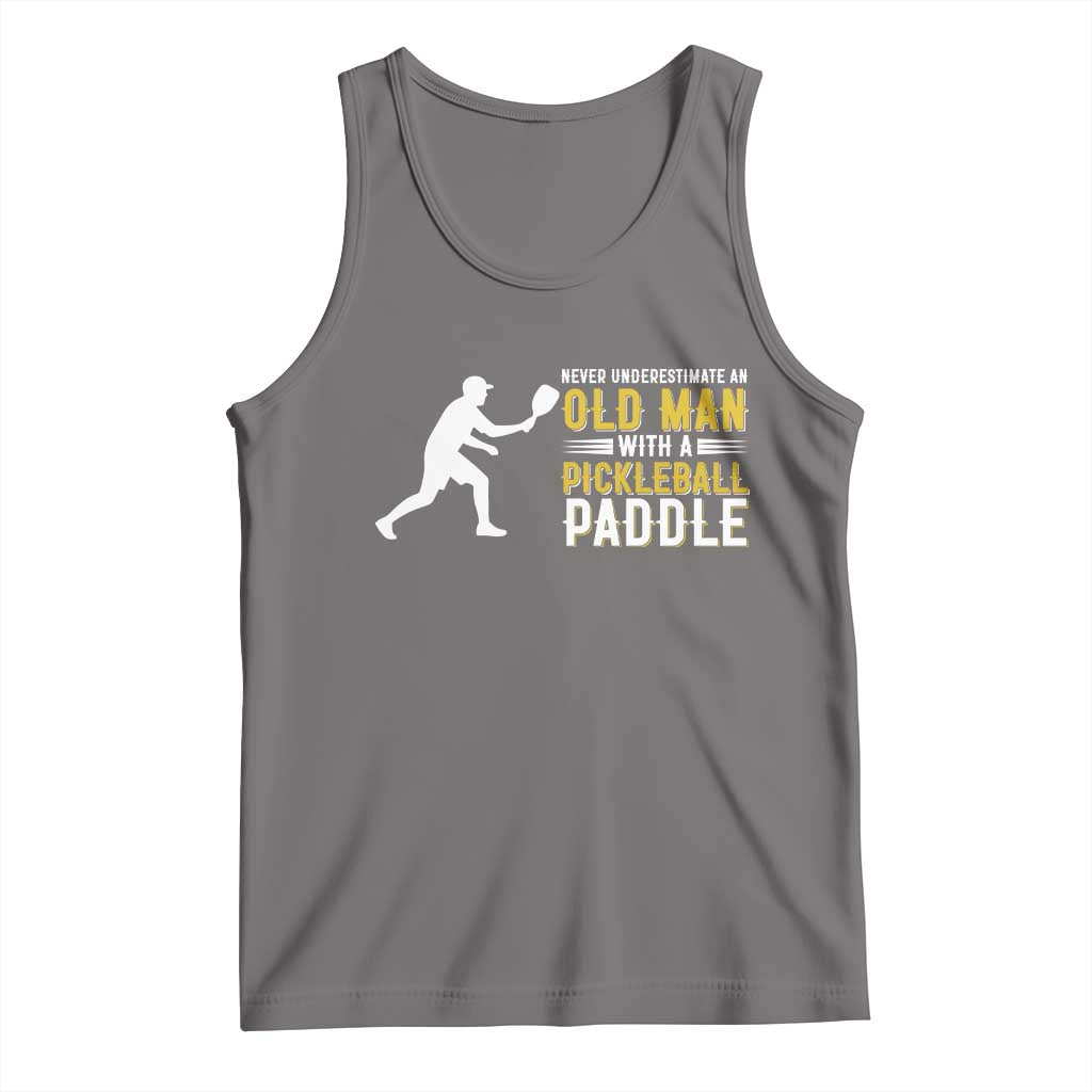 Funny Pickleball Lover Tank Top Never Underestimate Old Man TS12 Deep Heather Print Your Wear