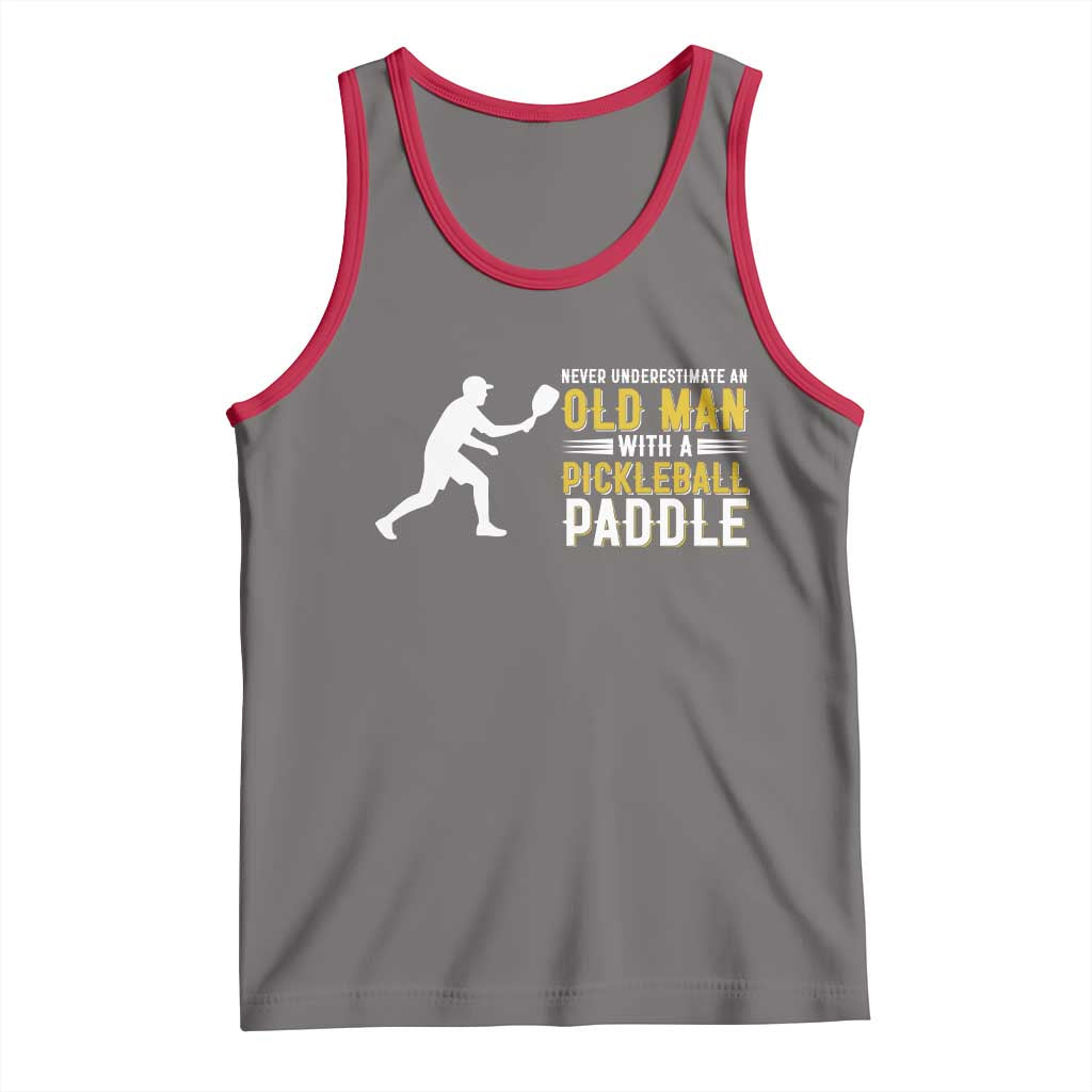 Funny Pickleball Lover Tank Top Never Underestimate Old Man TS12 Deep Heather Red Print Your Wear