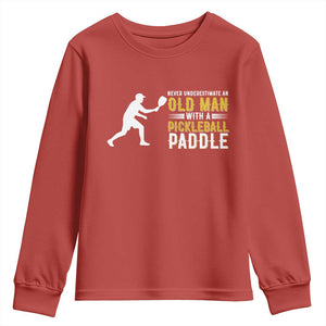 Funny Pickleball Lover Youth Sweatshirt Never Underestimate Old Man TS12 Red Print Your Wear