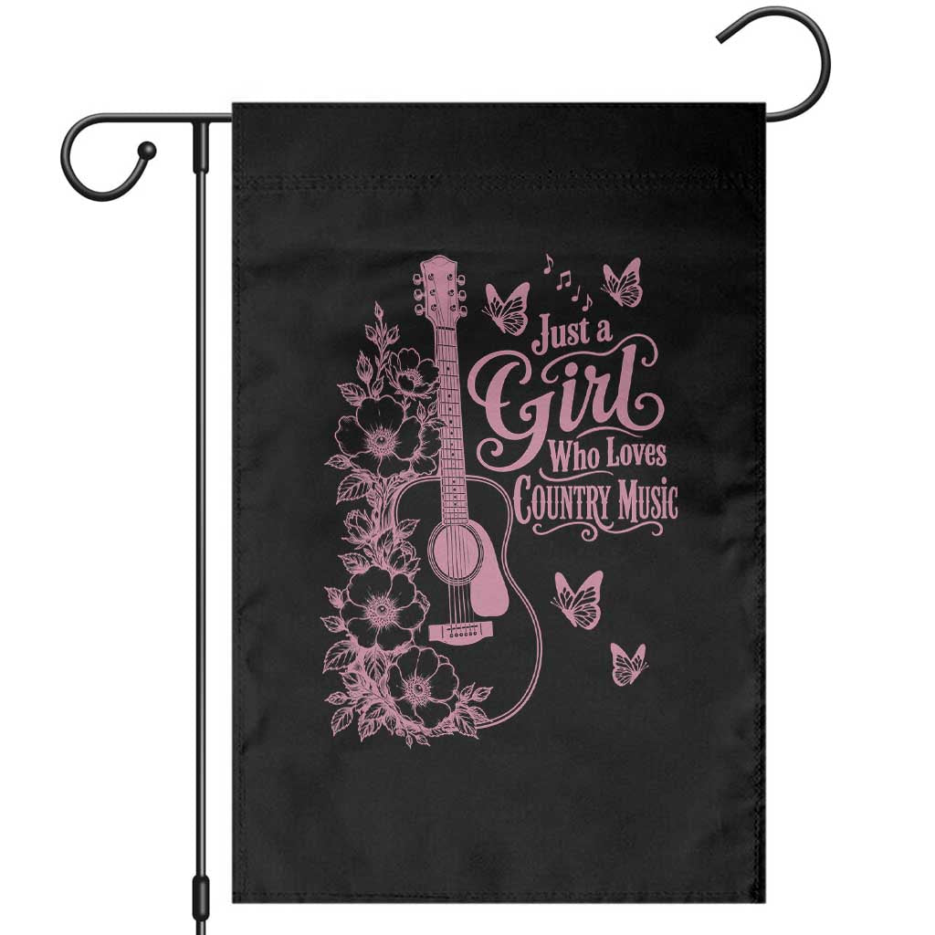 Just A Girl Who Loves Country Music Garden Flag Guitar Flowers Butterflies Western Cottagecore Gift TS12 Black Print Your Wear