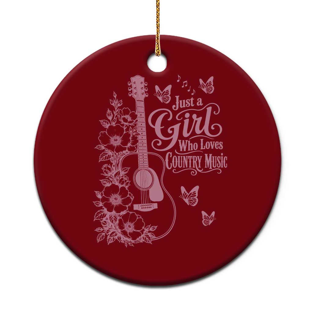 Just A Girl Who Loves Country Music Ceramic Ornament Guitar Flowers Butterflies Western Cottagecore Gift TS12 1pc Red Print Your Wear