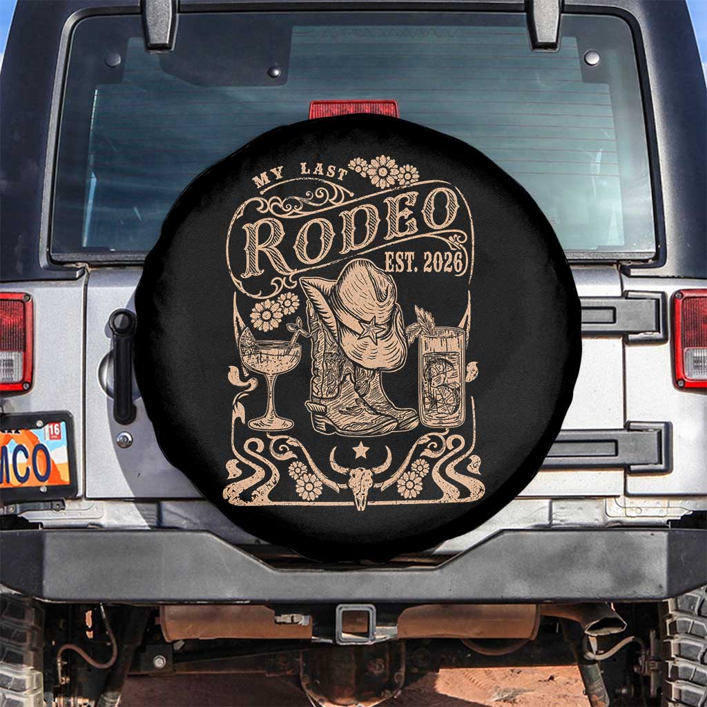 My Last Rodeo Western Bachelorette Party Bride 2026 Spare Tire Cover Cowgirl Wedding Gift TS12 No hole Black Print Your Wear