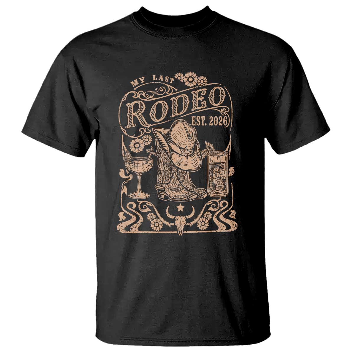 My Last Rodeo Western Bachelorette Party Bride 2026 T Shirt Cowgirl Wedding Gift TS12 Black Print Your Wear