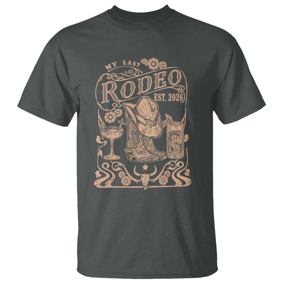 My Last Rodeo Western Bachelorette Party Bride 2026 T Shirt Cowgirl Wedding Gift TS12 Dark Heather Print Your Wear