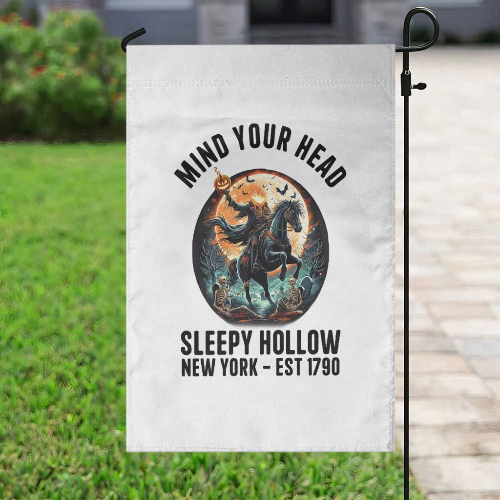 Headless Horseman Garden Flag Mind Your Head Haunted Gift TS12 Print Your Wear