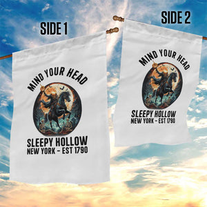 Headless Horseman Garden Flag Mind Your Head Haunted Gift TS12 Print Your Wear