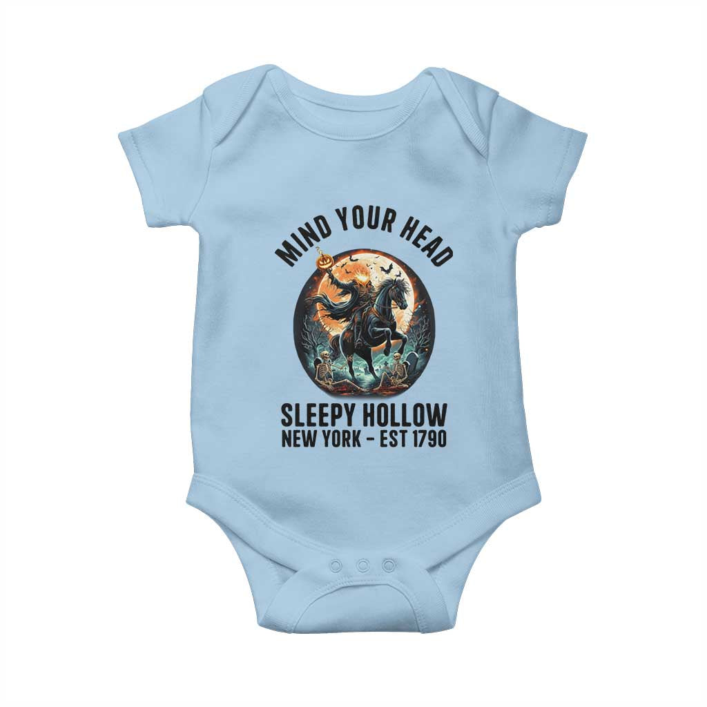 Headless Horseman Baby Onesie Mind Your Head Haunted Gift TS12 Light Blue Print Your Wear