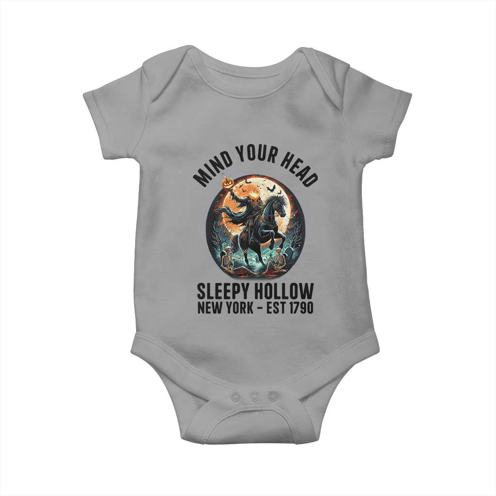 Headless Horseman Baby Onesie Mind Your Head Haunted Gift TS12 Sport Gray Print Your Wear