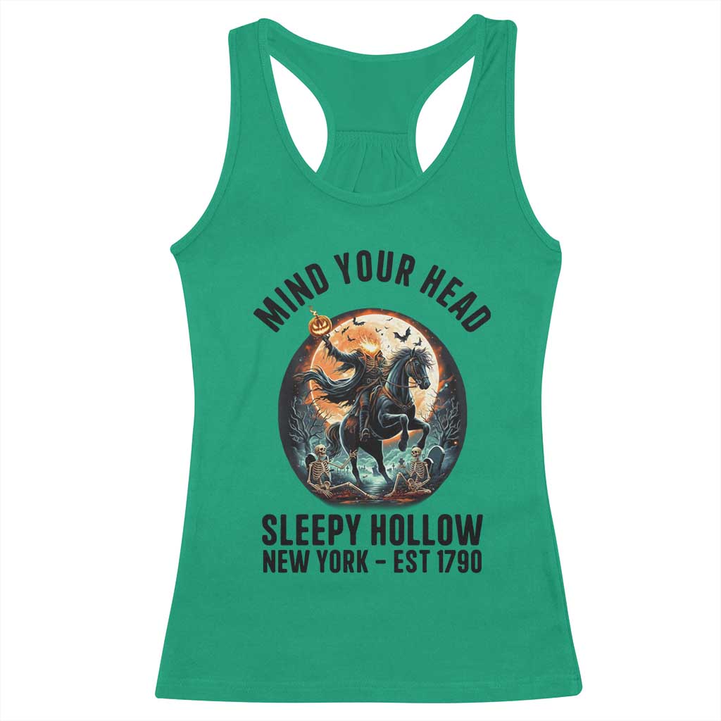 Headless Horseman Racerback Tank Top Mind Your Head Haunted Gift TS12 Irish Green Print Your Wear
