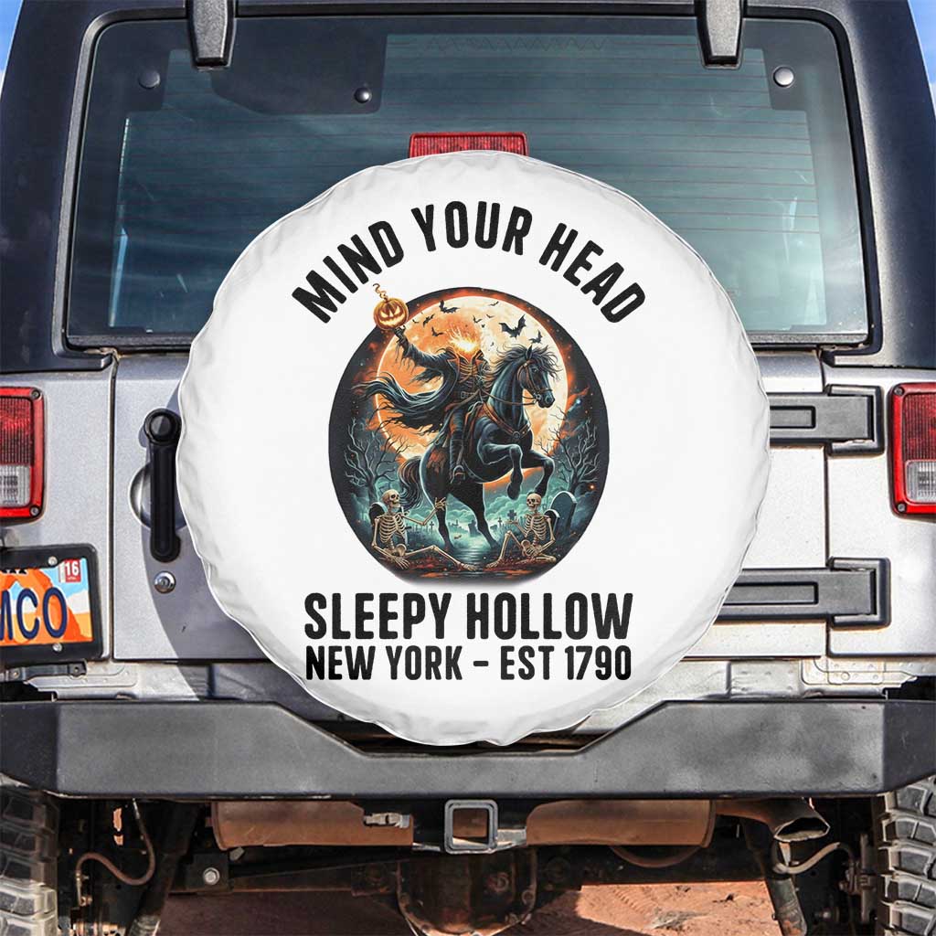 Headless Horseman Spare Tire Cover Mind Your Head Haunted Gift TS12 No hole White Print Your Wear