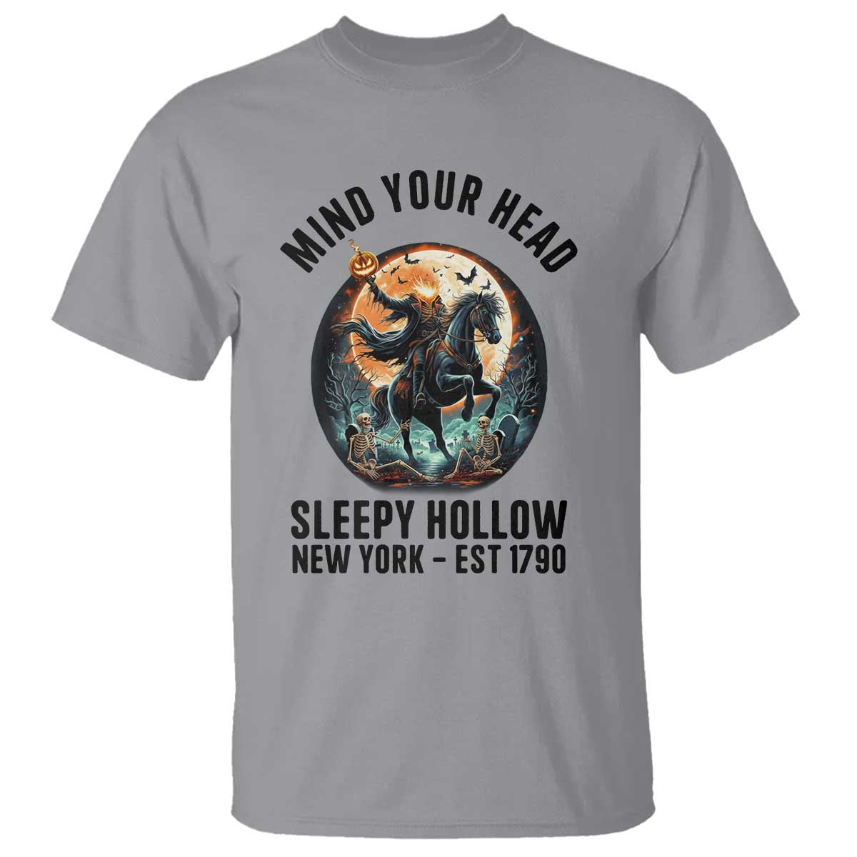 Headless Horseman T Shirt Mind Your Head Haunted Gift TS12 Sport Gray Print Your Wear