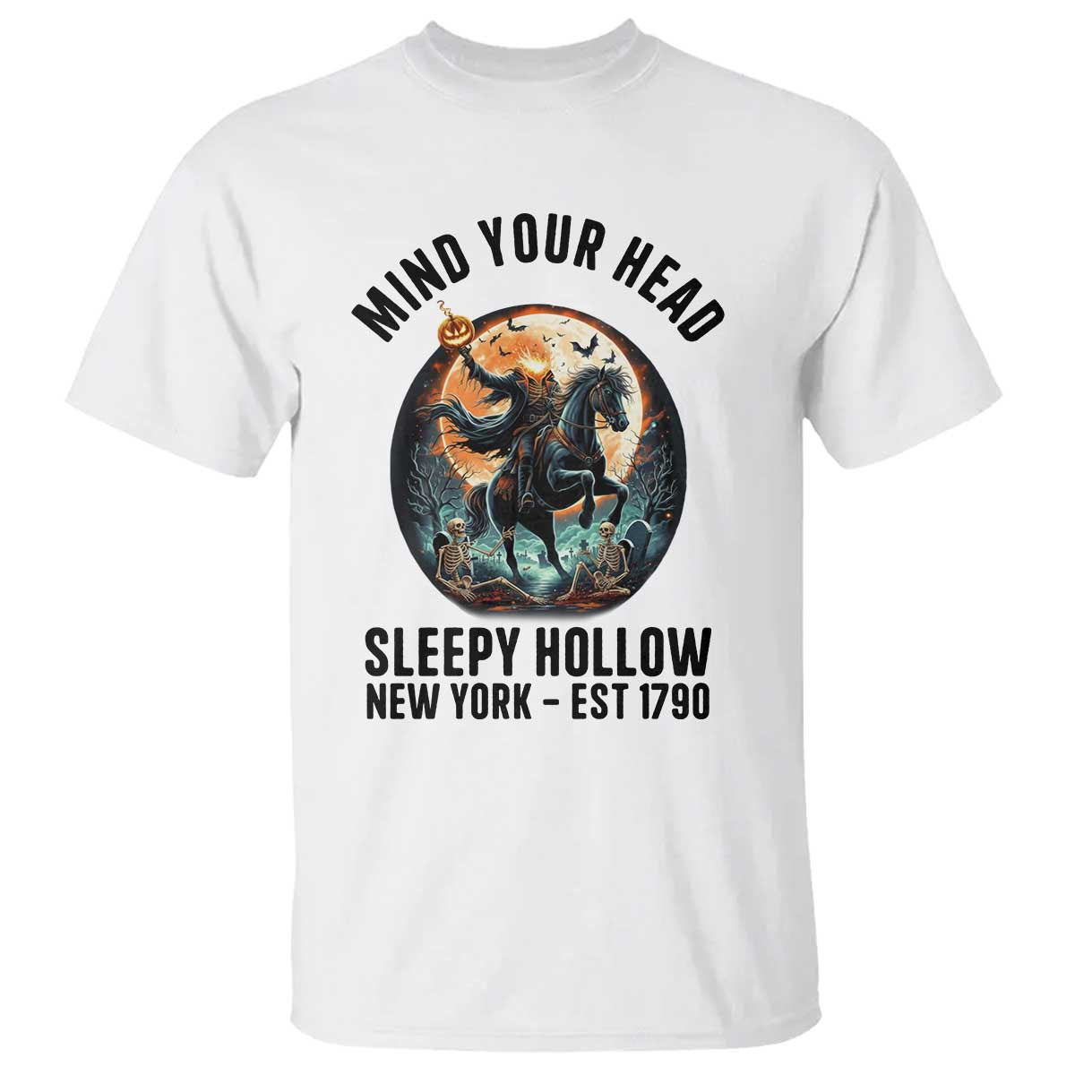 Headless Horseman T Shirt Mind Your Head Haunted Gift TS12 White Print Your Wear