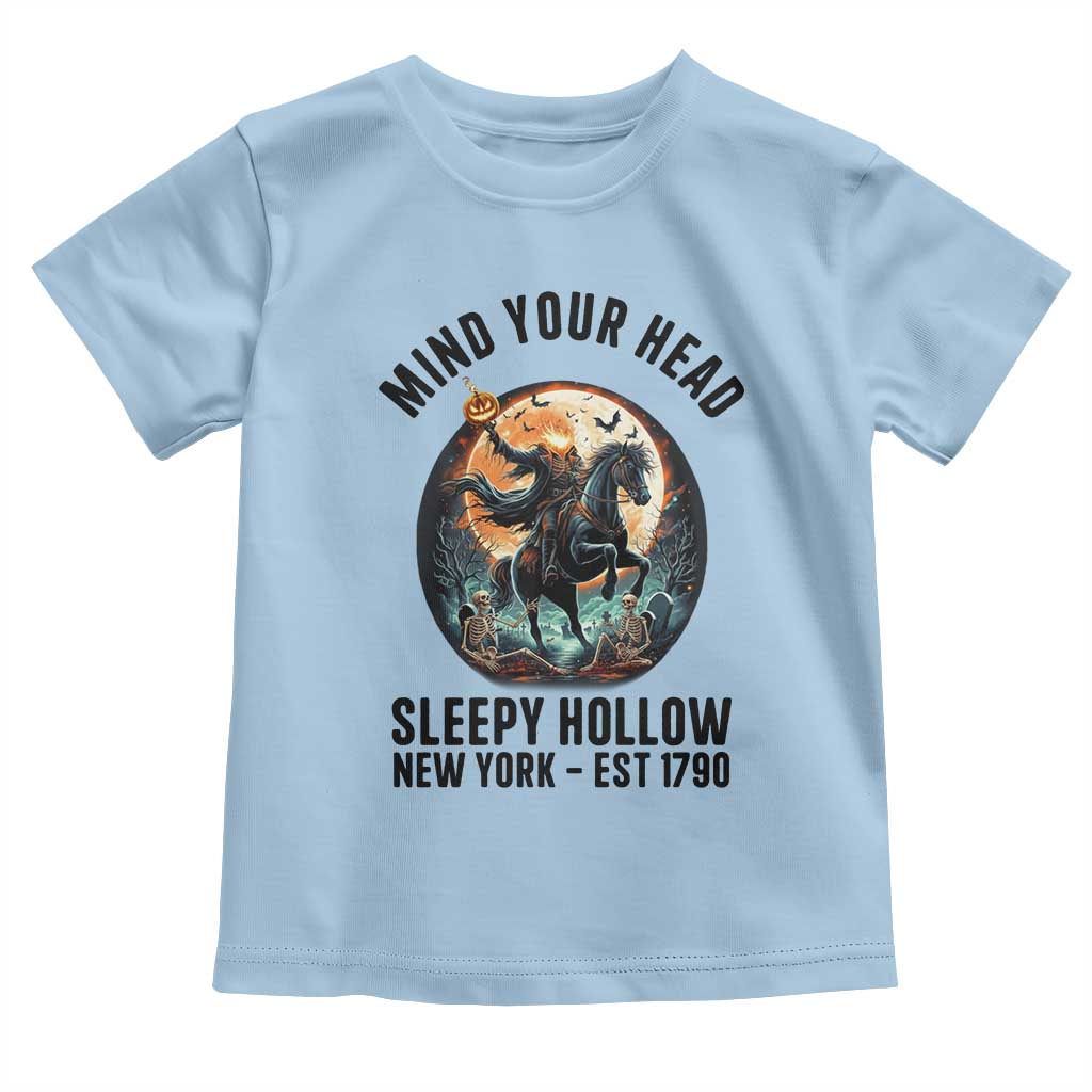 Headless Horseman Toddler T Shirt Mind Your Head Haunted Gift TS12 Light Blue Print Your Wear