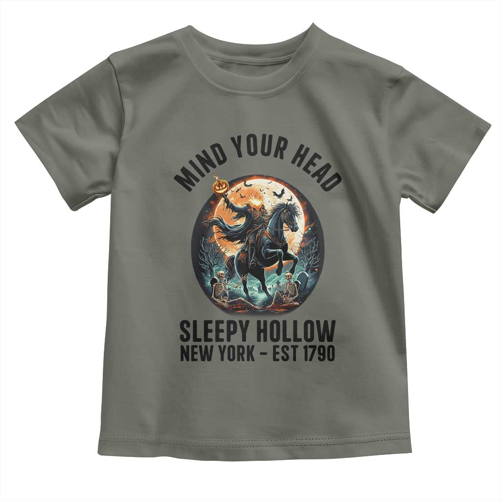 Headless Horseman Toddler T Shirt Mind Your Head Haunted Gift TS12 Military Green Print Your Wear