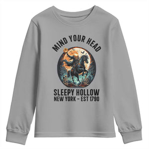 Headless Horseman Youth Sweatshirt Mind Your Head Haunted Gift TS12 Sport Gray Print Your Wear