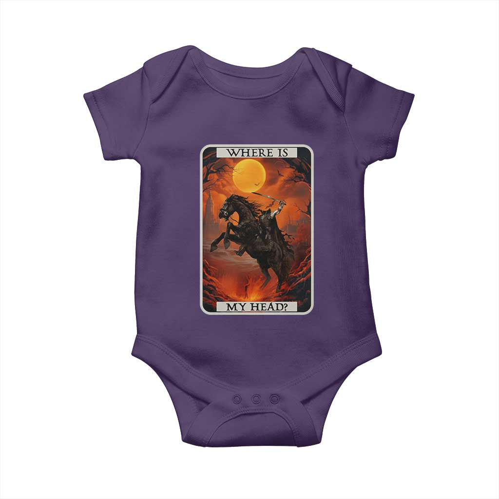Headless Horseman Baby Onesie Where Is My Head Gothic Tarot Gift TS12 Purple Print Your Wear