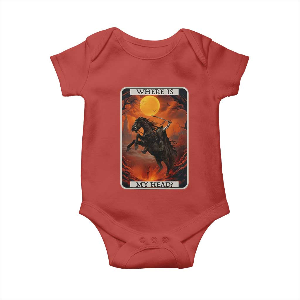 Headless Horseman Baby Onesie Where Is My Head Gothic Tarot Gift TS12 Red Print Your Wear