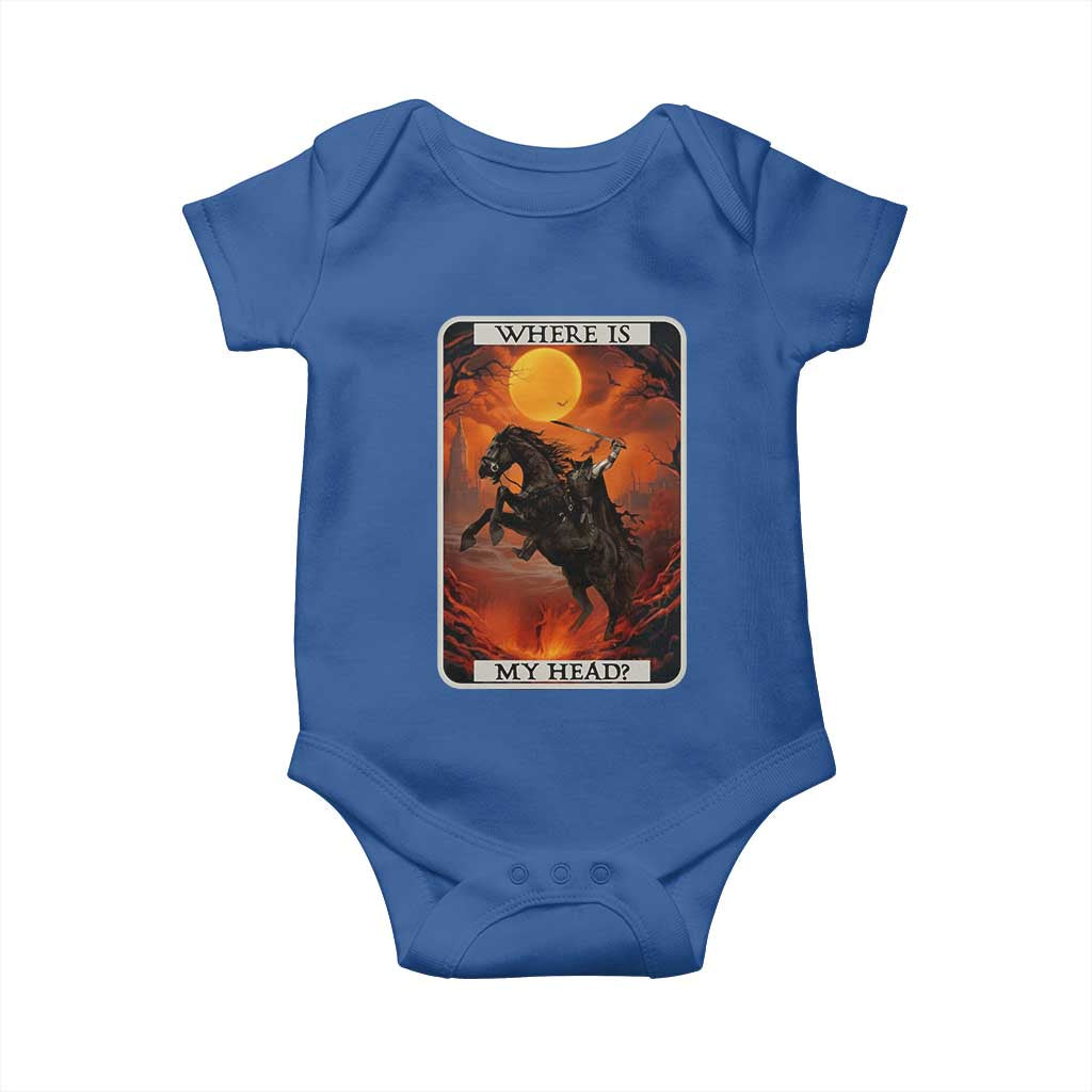 Headless Horseman Baby Onesie Where Is My Head Gothic Tarot Gift TS12 Royal Blue Print Your Wear