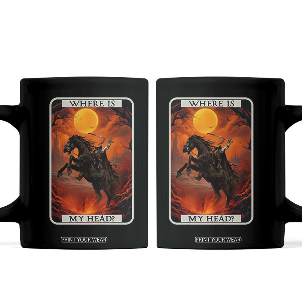 Headless Horseman Coffee Mug Where Is My Head Gothic Tarot Gift TS12 Black Print Your Wear