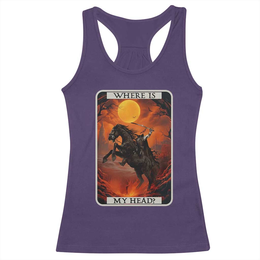 Headless Horseman Racerback Tank Top Where Is My Head Gothic Tarot Gift TS12 Purple Print Your Wear