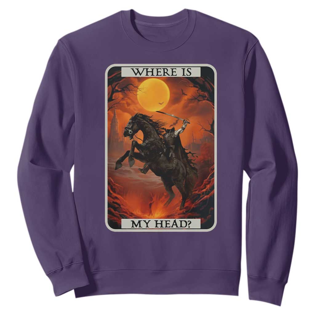 Headless Horseman Sweatshirt Where Is My Head Gothic Tarot Gift TS12 Purple Print Your Wear