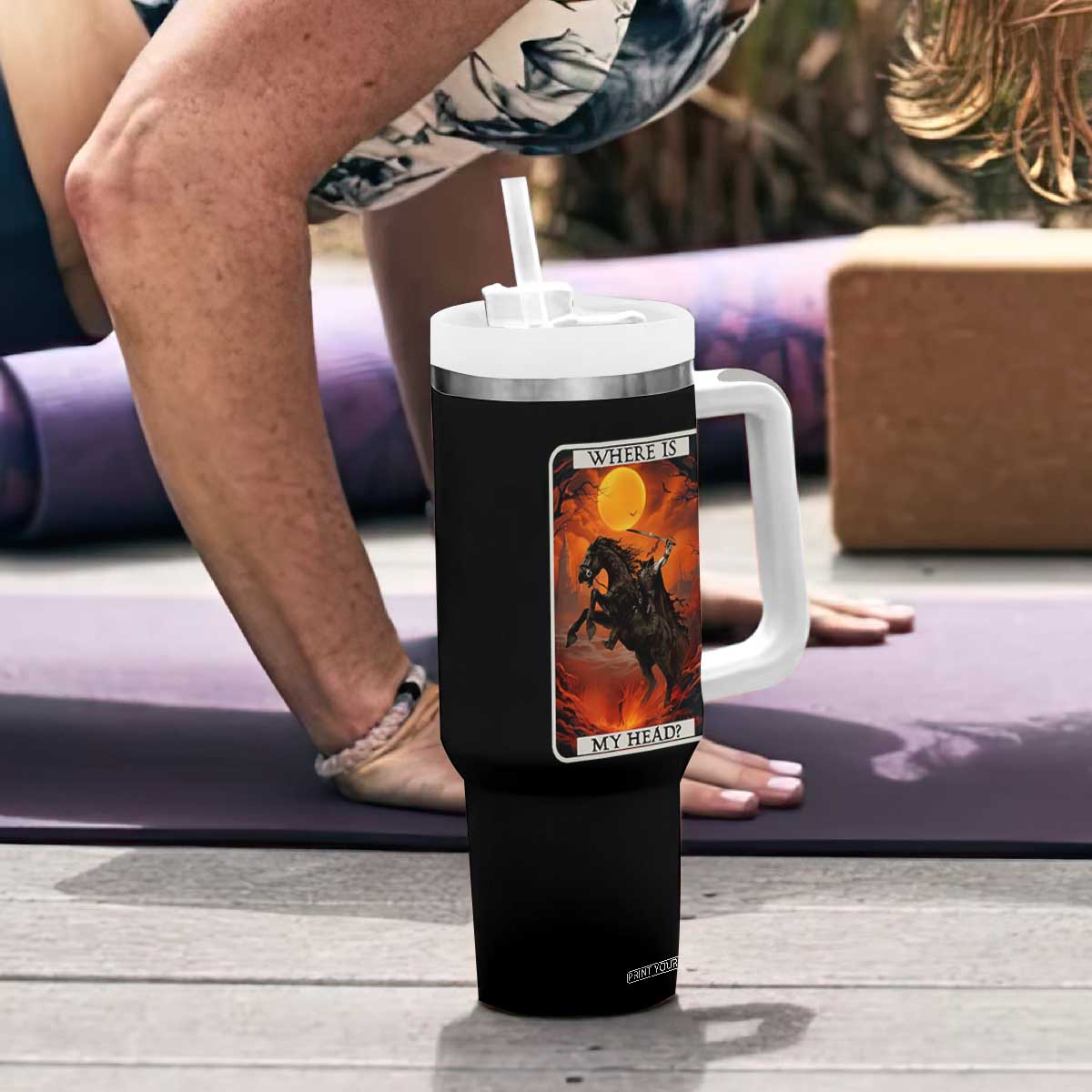 Headless Horseman Tumbler With Handle Where Is My Head Gothic Tarot Gift TS12 Print Your Wear