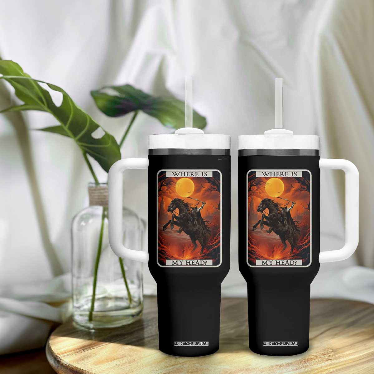 Headless Horseman Tumbler With Handle Where Is My Head Gothic Tarot Gift TS12 Print Your Wear