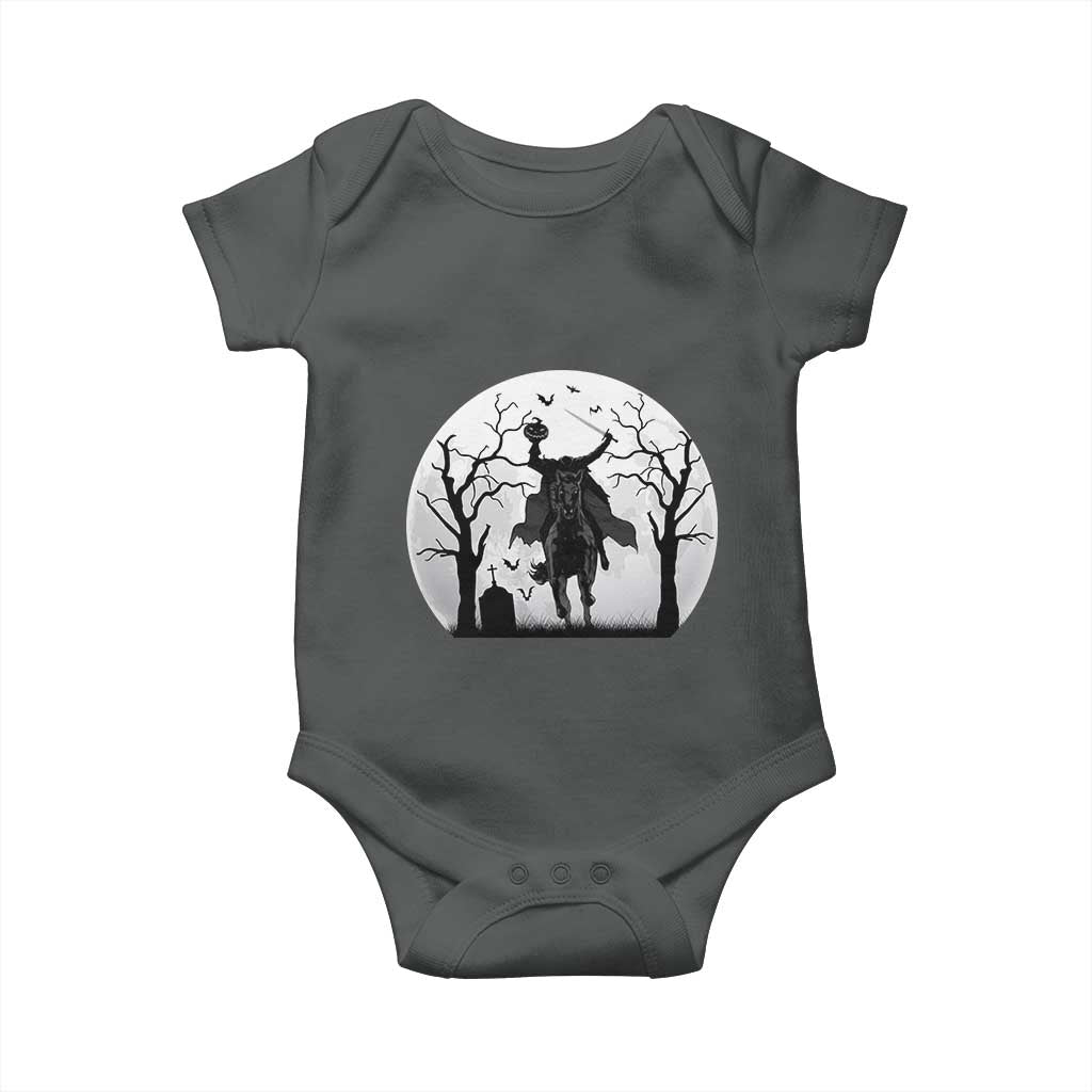 Headless Horseman Baby Onesie Gothic Horror Halloween Gift TS12 Dark Heather Print Your Wear