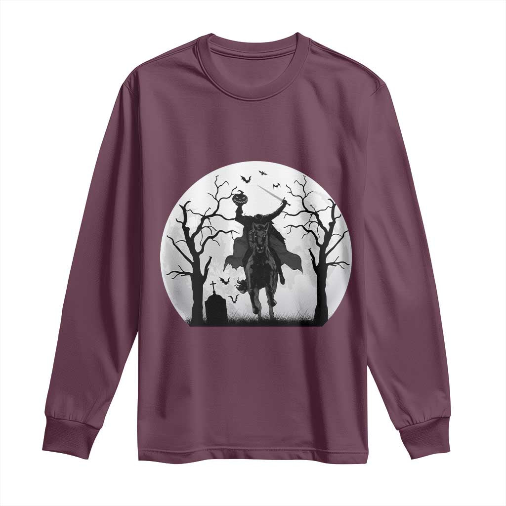 Headless Horseman Long Sleeve Shirt Gothic Horror Halloween Gift TS12 Maroon Print Your Wear