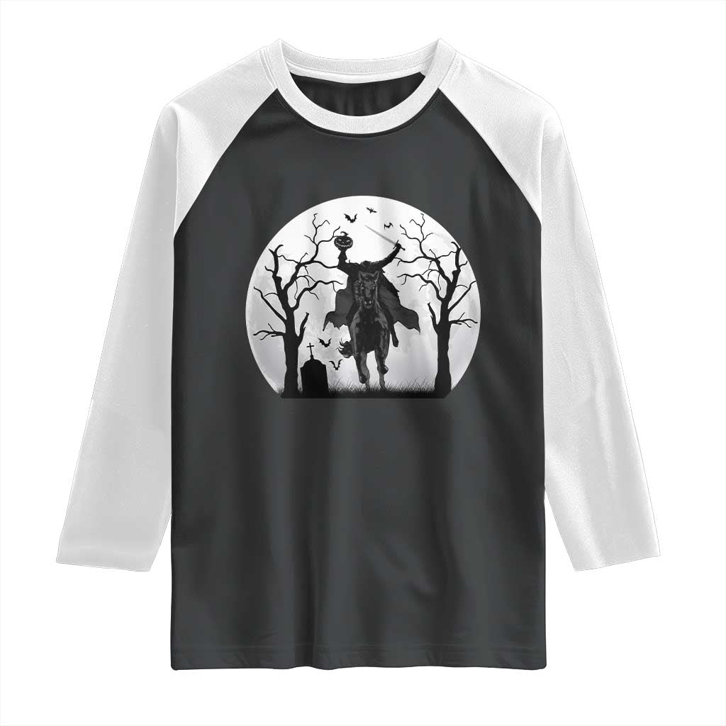 Headless Horseman Raglan Shirt Gothic Horror Halloween Gift TS12 Black White Print Your Wear