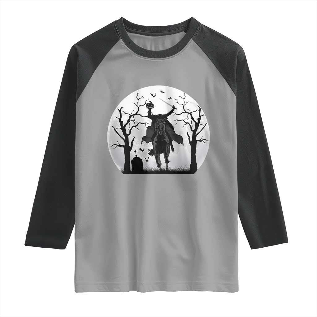 Headless Horseman Raglan Shirt Gothic Horror Halloween Gift TS12 Sport Gray Black Print Your Wear