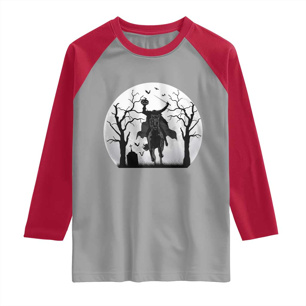 Headless Horseman Raglan Shirt Gothic Horror Halloween Gift TS12 Sport Gray Red Print Your Wear