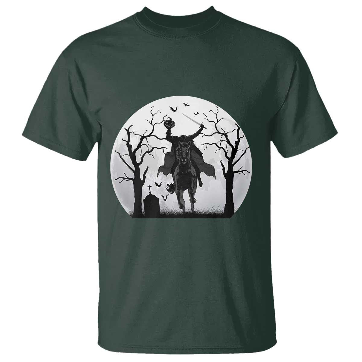 Headless Horseman T Shirt Gothic Horror Halloween Gift TS12 Dark Forest Green Print Your Wear